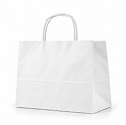 Burgu Saplı Beyaz Çanta 38x36x25 Cm - AMBALAJ SEPETİM
