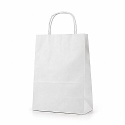 Burgu Saplı Beyaz Kağıt Çanta 18x24x9 Cm - AMBALAJ SEPETİM
