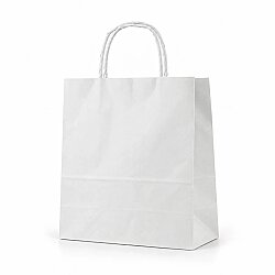 Burgu Saplı Beyaz Kağıt Çanta 25x31x12 Cm - AMBALAJ SEPETİM