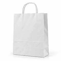 Burgu Saplı Beyaz Kağıt Çanta 32x40x12 Cm - AMBALAJ SEPETİM