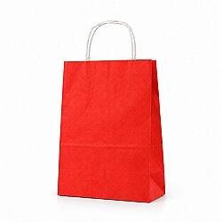 Burgu Saplı Kırmızı Kağıt Çanta 18x24x9 Cm - AMBALAJ SEPETİM