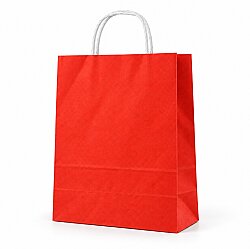 Burgu Saplı Kırmızı Kağıt Çanta 32x40x12 Cm - AMBALAJ SEPETİM