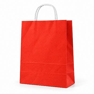 Burgu Saplı Kırmızı Kağıt Çanta 32x40x12 Cm - 1