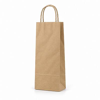 Burgu Saplı Kraft Şişe Çantası 12x36x8 Cm - 1