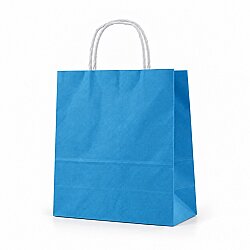 Burgu Saplı Mavi Kağıt Çanta 25x31x12 Cm - AMBALAJ SEPETİM