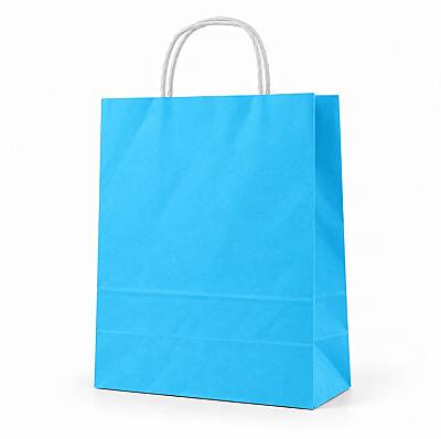 Burgu Saplı Mavi Kağıt Çanta 32x40x12 Cm - 1