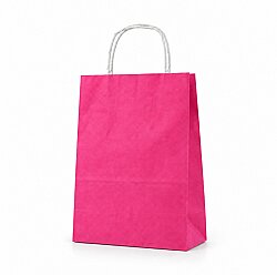 Burgu Saplı Pembe Kağıt Çanta 18x24x8 Cm - AMBALAJ SEPETİM