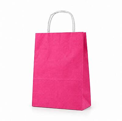 Burgu Saplı Pembe Kağıt Çanta 18x24x8 Cm - 1
