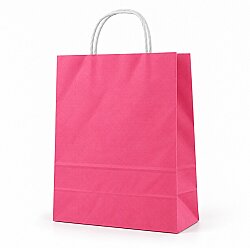 Burgu Saplı Pembe Kağıt Çanta 32x40x12 Cm - AMBALAJ SEPETİM