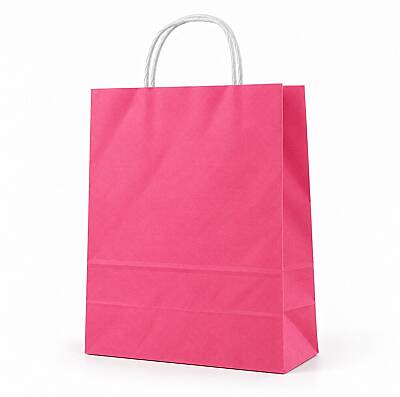 Burgu Saplı Pembe Kağıt Çanta 32x40x12 Cm - 1