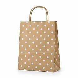 Burgu Saplı Puantiyeli Kağıt Poşet 22x28x11 Cm - AMBALAJ SEPETİM