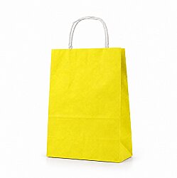 Burgu Saplı Sarı Kağıt Çanta 18x24x8 Cm - AMBALAJ SEPETİM