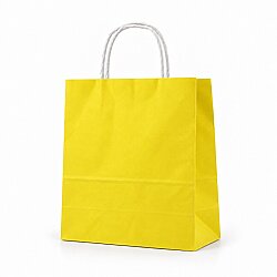 Burgu Saplı Sarı Kağıt Çanta 25x31x12 Cm - AMBALAJ SEPETİM