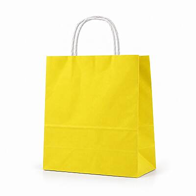 Burgu Saplı Sarı Kağıt Çanta 25x31x12 Cm - 1
