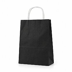 Burgu Saplı Siyah Kağıt Çanta 18x24x8 Cm - AMBALAJ SEPETİM