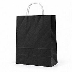 Burgu Saplı Siyah Kağıt Çanta 32x40x12 Cm - AMBALAJ SEPETİM