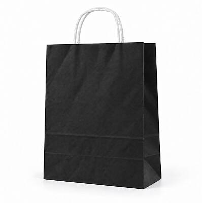 Burgu Saplı Siyah Kağıt Çanta 32x40x12 Cm - 1