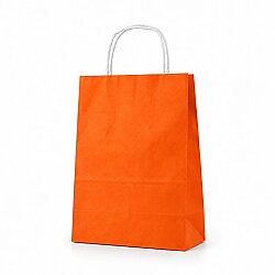 Burgu Saplı Turuncu Kağıt Çanta 18x24x9 Cm - AMBALAJ SEPETİM