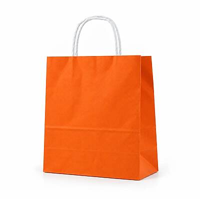 Burgu Saplı Turuncu Kağıt Çanta 25x31x12 Cm - 1