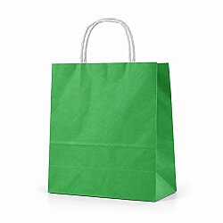 Burgu Saplı Yeşil Kağıt Çanta 25x31x12 Cm - AMBALAJ SEPETİM
