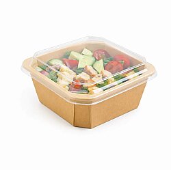 Kraft Kare Salata Kabı Seti 1300 Gr Kapak Dahil - AMBALAJ SEPETİM