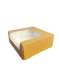 Kraft Turta Kutu Pencereli 26,5x26,5x13 Cm - AMBALAJ SEPETİM
